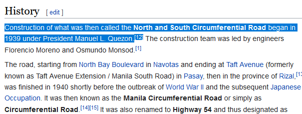 EDSA Was Constructed in the 1940s, almost 25 years before Marcos became President